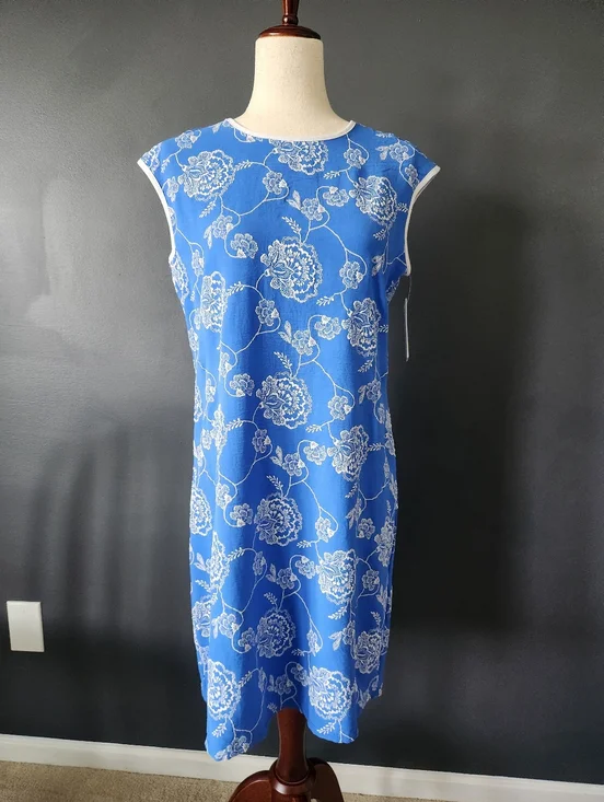 Tash + Sophie New Women's Medium Gorgeous Bright Blue White Floral Embroidery - Picture 3 of 11